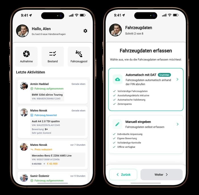 Fahrzeug-Aufnahme-App