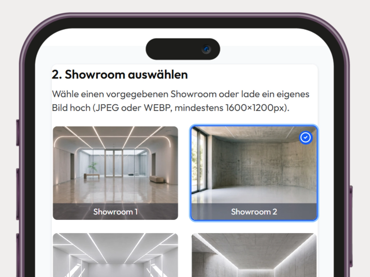 Schritt 02: Showroom wählen